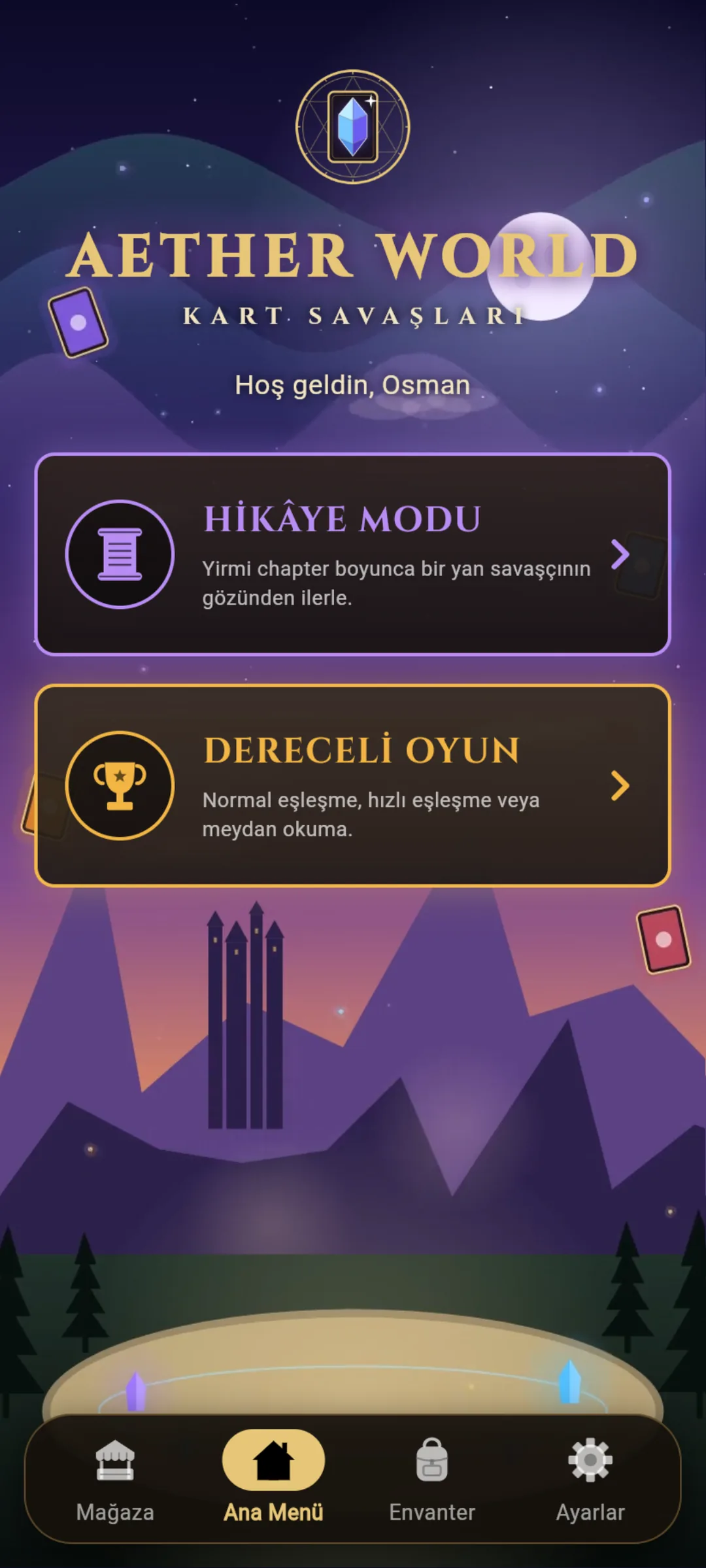 Aether World ana menü
