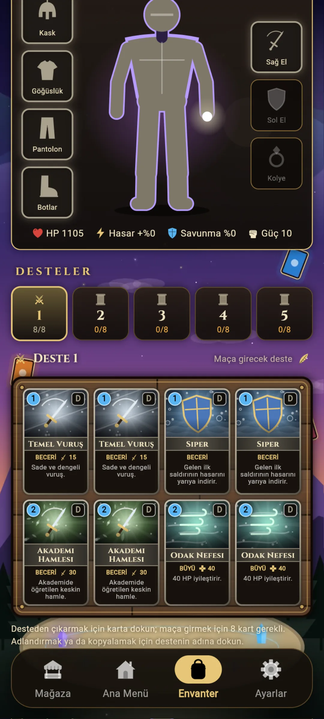 Aether World deste ve envanter
