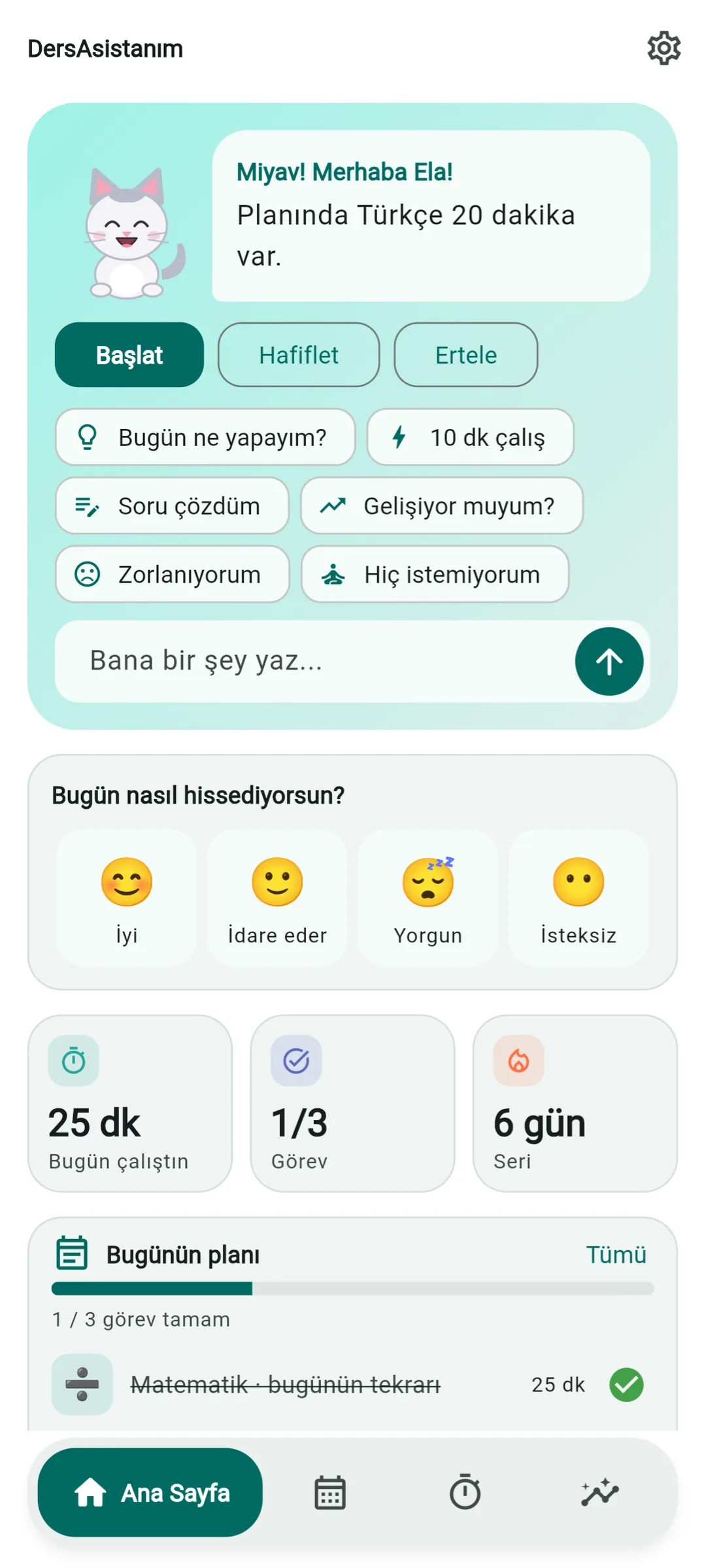 DersAsistanım ana sayfa ve maskot asistan